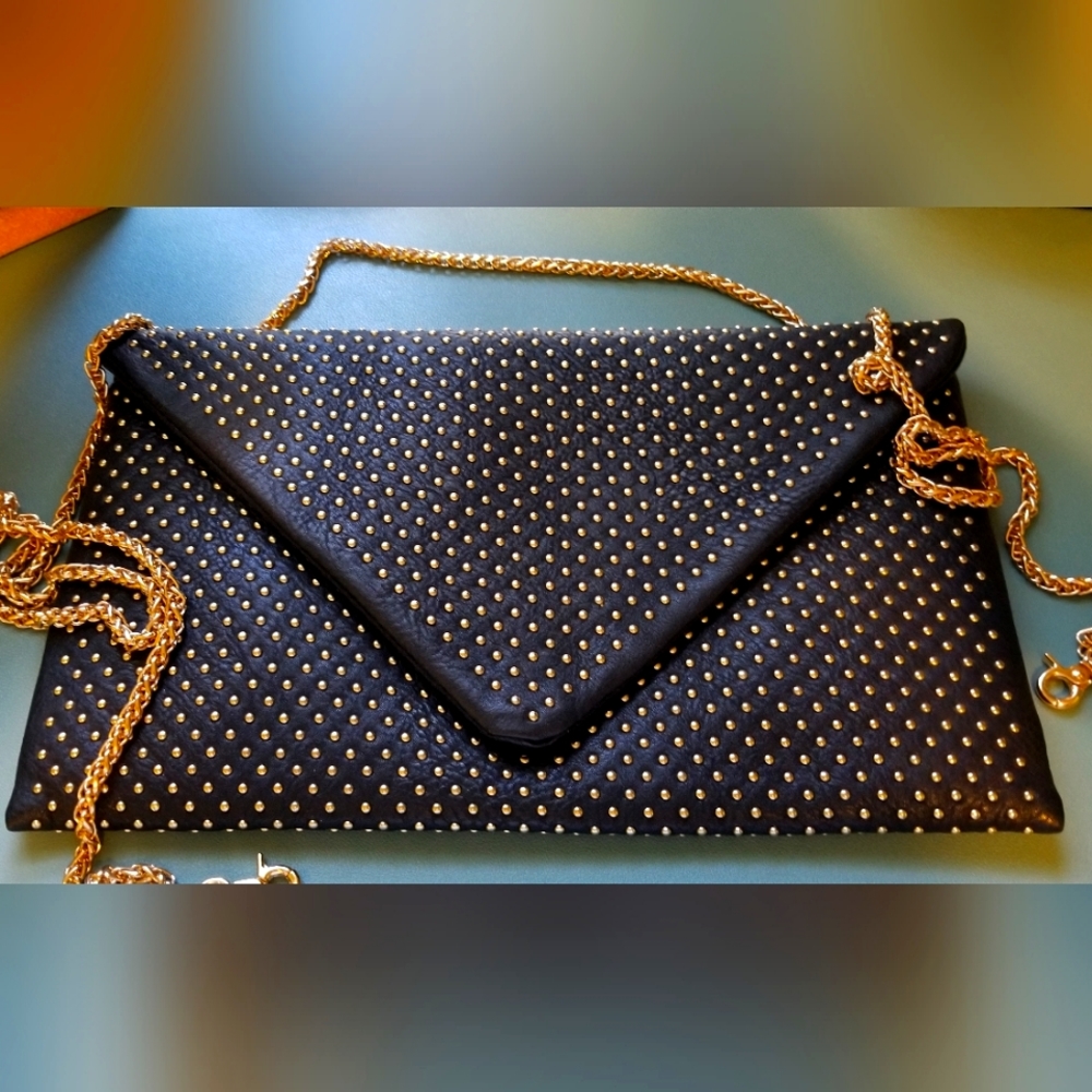Black and Gold Studded Clutch